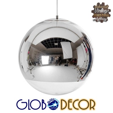 GLOBOSTAR® GLANS 01312 Μοντέρνο Κρεμαστό Φωτιστικό Οροφής με Ντουί 1 x E27 AC 220-240V IP20 - Ασημί - Μ30 x Π30 x Υ27cm