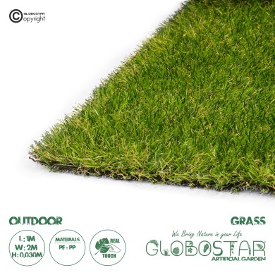 GloboStar® Artificial Garden AUTUMN GRASS 20149 Τεχνητό Συνθετικός Χλοοτάπητας Διακοσμητικό Γρασίδι - Γκαζόν για Ανάπλαση Κήπου - με Πλάτος 2m και Ύψος Πέλους 30mm Μ100 x Π200 x Υ3cm (Πωλείται ανά 2τ.μ.) Εξωτερικού Χώρου IP68 UV Certified Protection