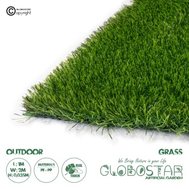 GloboStar® Artificial Garden SUMMER GRASS 20150 Τεχνητό Συνθετικός Χλοοτάπητας Διακοσμητικό Γρασίδι - Γκαζόν για Ανάπλαση Κήπου - με Πλάτος 2m και Ύψος Πέλους 35mm Μ100 x Π200 x Υ3.5cm (Πωλείται ανά 2τ.μ.) Εξωτερικού Χώρου IP68 UV Certified Protection