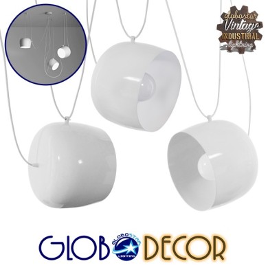 GLOBOSTAR® JASPER 01376 Μοντέρνό Κρεμαστό Φωτιστικό Οροφής με Ντουί 3 x E27 AC 220-240V IP20 - Λευκό - Μ75 x Π75 x Υ22cm - Σετ 3 Τεμαχίων