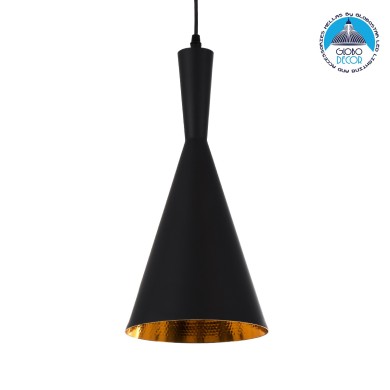 GLOBOSTAR® SHANGHAI 01025-C Μοντέρνο Κρεμαστό Φωτιστικό Οροφής με Ντουί 1 x E27 AC 220-240V IP20 - Μαύρο & Χρυσό - Μ19 x Π19 x Υ38cm