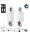 GLOBOSTAR® C5W 81333-B Σωληνωτή Λάμπα C5W 36mm CANbus LED 1.9W-3.8W 285lm-570lm 120° DC 12-24V IP20 Ψυχρό Λευκό 6000K - 2 x Epistar SMD3030 Chip - Μ3.6 x Π1.2 x Υ1cm - Πακέτο Blister 2 Τεμαχίων - 1 Χρόνο Εγγύηση