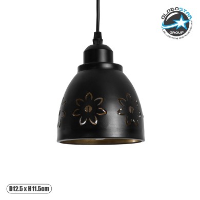 GLOBOSTAR® COOLIE 01479 Μοντέρνο Κρεμαστό Φωτιστικό Οροφής με Ντουί 1 x E27 AC 220-240V IP20 - Μαύρο & Χρυσό - Μ12.5 x Π12.5 x Υ11.5cm