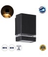 GLOBOSTAR® QUATRO 77892 Μοντέρνο Φωτιστικό Τοίχου - Απλίκα με Ντουί 1 x GU10 AC 220-240V Αδιάβροχο IP65 - Μαύρο Ματ - Μ11 x Π10 x Υ16.5cm