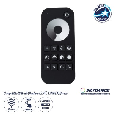 GloboStar® 71569 RT1 SKYDANCE Ασύρματο Χειριστήριο Αφής RF 2.4Ghz 1 Group για όλα τα Μονόχρωμα SKYDANCE Controller DC 3V 2 x AAA - IP20 Μαύρο Μ12.2 x Π5.3 x Υ1.7cm - 5 Years Warranty