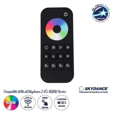 GloboStar® 71548 RT4 SKYDANCE Ασύρματο Χειριστήριο Αφής RF 2.4Ghz 1 Group για όλα τα RGB-RGBW SKYDANCE Controller DC 3V 2 x AAA - IP20 Μαύρο Μ12.2 x Π5.3 x Υ1.7cm - 5 Years Warranty