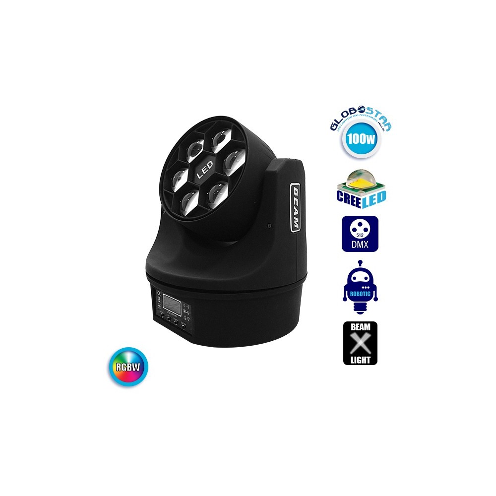 GLOBOSTAR® MINIBEE 51122 Stage Κινούμενη Ρομποτική Κεφαλή Bee Eye Super Beam & Wash LED 90W Zoom 6°-51° AC 220-240V IP20 6 x 15W CREE Chip Πολύχρωμο RGBW Dimmable DMX512 Protocol 11-14 Channels - Μ18 x Π20.6 x Υ24.7cm - 2 Χρόνια Εγγύηση