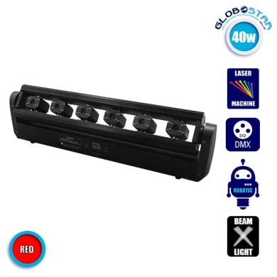 Επαγγελματική Μπάρα Laser με 6x300mw-638nm Κεφαλές 230V 3° DMX512 Κόκκινο GloboStar 51133