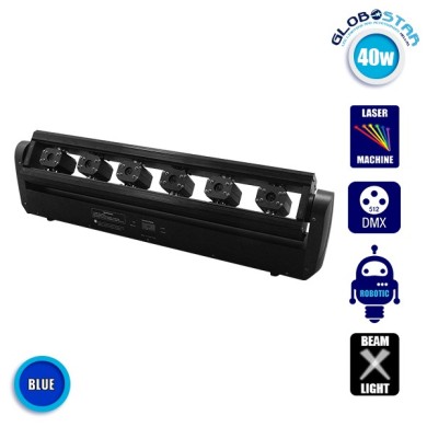 Επαγγελματική Μπάρα Laser με 6x300mw-638nm Κεφαλές 230V 3° DMX512 Μπλε GloboStar 51134