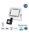 GLOBOSTAR® AURORA 61438 Προβολέας με Ανιχνευτή PIR - Αισθητήρα Κίνησης LED 20W 2500lm 120° AC 220-240V Αδιάβροχο IP67 Ψυχρό Λευκό 6000K - Lumileds SMD Chip - TÜV Rheinland Certified - Λευκό Ματ - Μ12 x Π5 x Υ14.5cm - 3 Χρόνια Εγγύηση