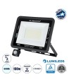GLOBOSTAR® AURORA 61443 Προβολέας με Ανιχνευτή PIR - Αισθητήρα Κίνησης LED 100W 12500lm 120° AC 220-240V Αδιάβροχο IP67 Ψυχρό Λευκό 6000K - Lumileds SMD Chip - TÜV Rheinland Certified - Μαύρο Ματ - Μ25 x Π6.5 x Υ27.5cm - 3 Χρόνια Εγγύηση