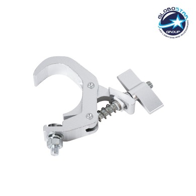 GLOBOSTAR® CLAMPS 51184 Stage Hook Γάντζος Αλουμινίου Ύψηλης Αντοχής για Κρέμαση, Στήριξη & Τοποθέτηση Προϊόντων Stage σε Τράσες Αδιάβροχο IP65 - Νίκελ Βούρτσας - Μ16 x Π12 x Υ2.5cm