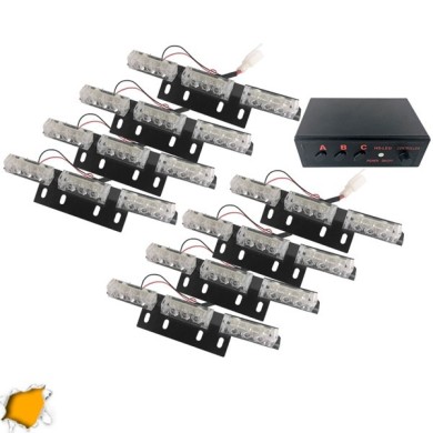 Εξωτερικά Φώτα Οδικής Βοήθειας STROBO LED 8x3 72W 10-30V IP65 Αδιάβροχα Πορτοκαλί GloboStar 88982