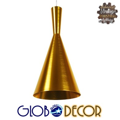 GLOBOSTAR® SHANGHAI 01546 Μοντέρνο Κρεμαστό Φωτιστικό Οροφής με Ντουί 1 x E27 AC 220-240V IP20 - Χρυσό - Μ18 x Π18 x Υ38.5cm