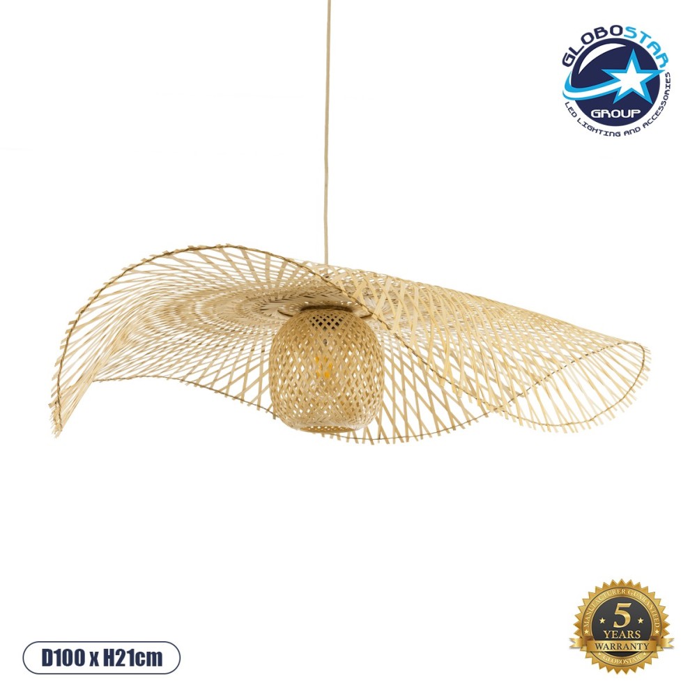 GLOBOSTAR® CINNABAR 01838 Boho Κρεμαστό Φωτιστικό Οροφής με Ντουί 1 x E27 AC 220-240V IP20 - Μπεζ - Μ100 x Π100 x Υ21cm