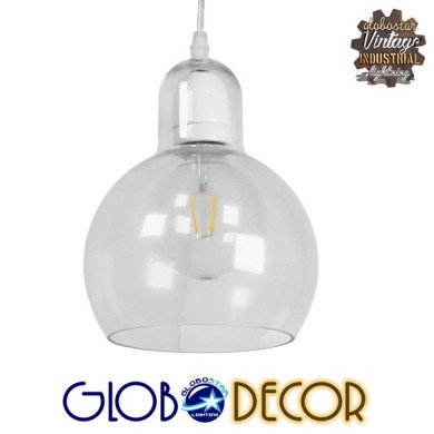 GLOBOSTAR® LUCREZIA 01314 Μοντέρνο Κρεμαστό Φωτιστικό Οροφής με Ντουί 1 x E27 AC 220-240V IP20 - Διάφανο - Μ18 x Π18 x Υ23cm