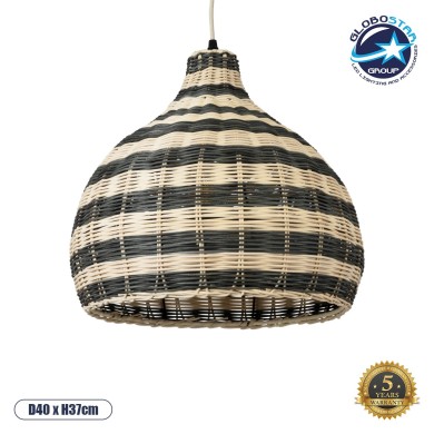 GLOBOSTAR® JAMAICA 01954 Boho Κρεμαστό Φωτιστικό Οροφής με Ντουί 1 x E27 AC 220-240V IP20 - Μπεζ & Λαδί - Μ40 x Π40 x Υ37cm