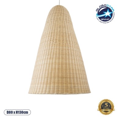 GLOBOSTAR® MAHANA 01827 Boho Κρεμαστό Φωτιστικό Οροφής με Ντουί 1 x E27 AC 220-240V IP20 - Μπεζ - Μ80 x Π80 x Υ130cm