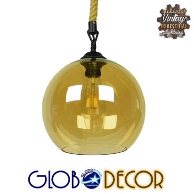 GLOBOSTAR® LENHAM 01668 Μοντέρνο Κρεμαστό Φωτιστικό Οροφής με Ντουί 1 x E27 AC 220-240V IP20 - Μπεζ & Μελί - Μ25 x Π25 x Y25cm