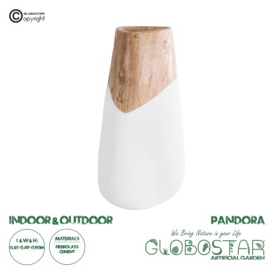 GloboStar® Artificial Garden PANDORA 20707 Επιδαπέδιο Πολυεστερικό Τσιμεντένιο Κασπώ Γλάστρα - Flower Pot Λευκό με Καφέ Μ49 x Π45 x Υ90cm