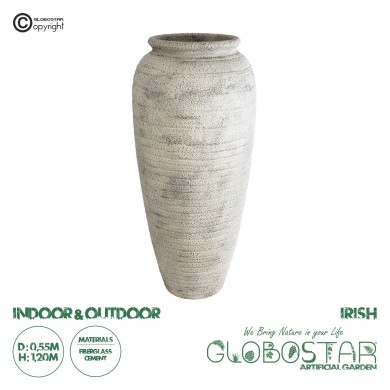 GloboStar® Artificial Garden IRISH 20720 Επιδαπέδιο Πολυεστερικό Τσιμεντένιο Κασπώ Γλάστρα - Flower Pot Μπεζ με Γκρι Φ55 x Υ120cm