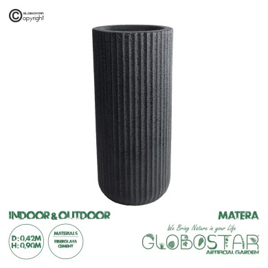 GloboStar® Artificial Garden MATERA 20734 Επιδαπέδιο Πολυεστερικό Τσιμεντένιο Κασπώ Γλάστρα - Flower Pot Μαύρο Φ42 x Υ90cm