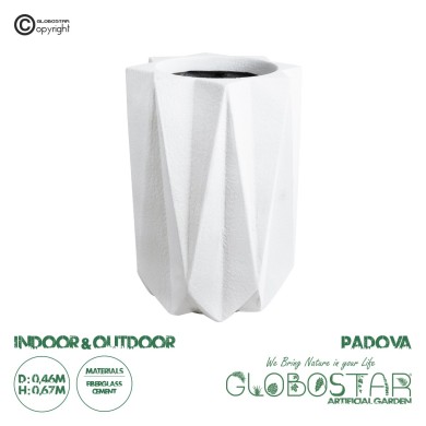 GloboStar® Artificial Garden PADOVA 20740 Επιδαπέδιο Πολυεστερικό Τσιμεντένιο Κασπώ Γλάστρα - Flower Pot Λευκό Φ46 x Υ67cm