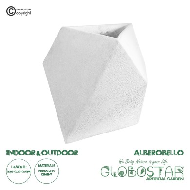 GloboStar® Artificial Garden ALBEROBELLO 20737 Επιδαπέδιο Πολυεστερικό Τσιμεντένιο Κασπώ Γλάστρα - Flower Pot Λευκό Μ50 x Π30 x Υ50cm