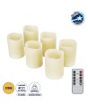 GloboStar® WISHFULL 79566 ΣΕΤ 6 Διακοσμητικών Realistic Κεριών Παραφίνης με LED Εφέ Κινούμενης Φλόγας - Μπαταρίας & Ασύρματο Χειριστήριο IR Σχέδιο Λιωμένο Κερί Θερμό Λευκό 2700K Dimmable