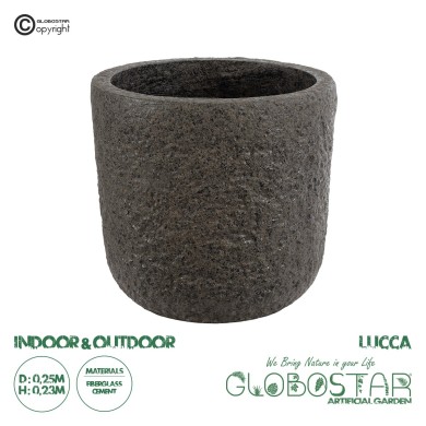GloboStar® Artificial Garden LUCCA 20755 Επιδαπέδιο Πολυεστερικό Τσιμεντένιο Κασπώ Γλάστρα - Flower Pot Καφέ Φ25 x Υ23cm