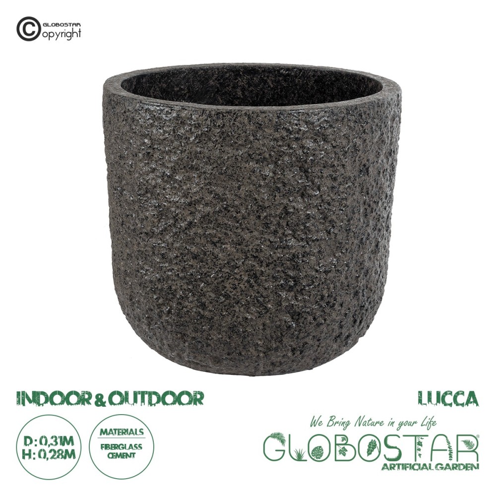GloboStar® Artificial Garden LUCCA 20756 Επιδαπέδιο Πολυεστερικό Τσιμεντένιο Κασπώ Γλάστρα - Flower Pot Καφέ Φ31 x Υ28cm
