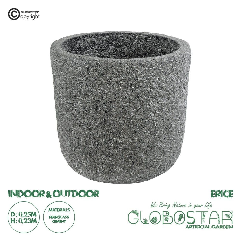 GloboStar® Artificial Garden ERICE 20757 Επιδαπέδιο Πολυεστερικό Τσιμεντένιο Κασπώ Γλάστρα - Flower Pot Γκρι Φ25 x Υ23cm