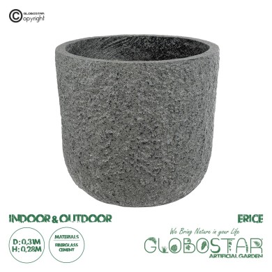 GloboStar® Artificial Garden ERICE 20758 Επιδαπέδιο Πολυεστερικό Τσιμεντένιο Κασπώ Γλάστρα - Flower Pot Γκρι Φ31 x Υ28cm