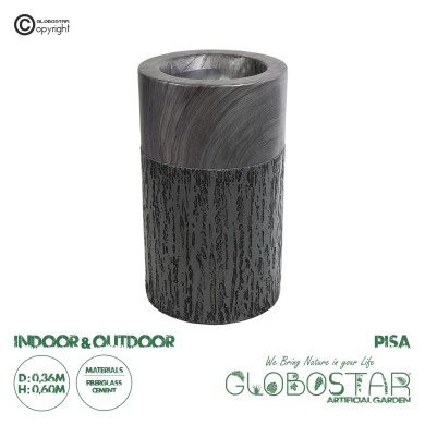 GloboStar® Artificial Garden PISA 20761 Επιδαπέδιο Πολυεστερικό Τσιμεντένιο Κασπώ Γλάστρα - Flower Pot Γκρι Ανθρακί Φ36 x Υ60cm