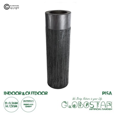 GloboStar® Artificial Garden PISA 20762 Επιδαπέδιο Πολυεστερικό Τσιμεντένιο Κασπώ Γλάστρα - Flower Pot Γκρι Ανθρακί Φ36 x Υ120cm
