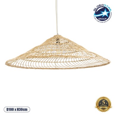 GLOBOSTAR® KAIA 02348 Boho Κρεμαστό Φωτιστικό Οροφής με Ντουί 1 x E27 AC 220-240V IP20 - Μπεζ - Μ100 x Π100 x Υ30cm