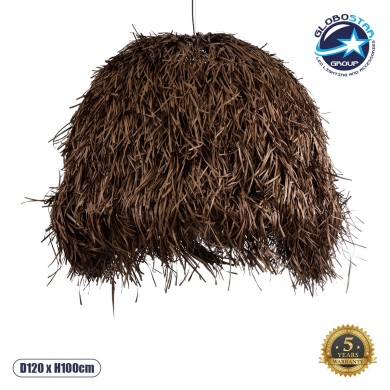 GLOBOSTAR® GUADELOUPE 02295 Boho Κρεμαστό Φωτιστικό Οροφής με Ντουί 1 x E27 AC 220-240V IP20 - Καφέ - Μ120 x Π120 x Υ100cm