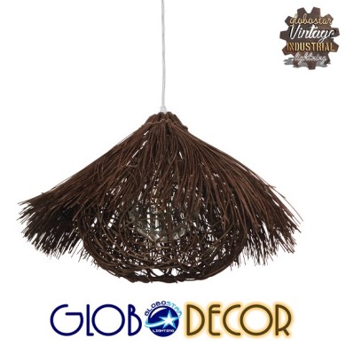 GLOBOSTAR® CHEOPE 01600 Boho Κρεμαστό Φωτιστικό Οροφής με Ντουί 1 x E27 AC 220-240V IP20 - Καφέ - Μ50 x Π50 x Y30cm