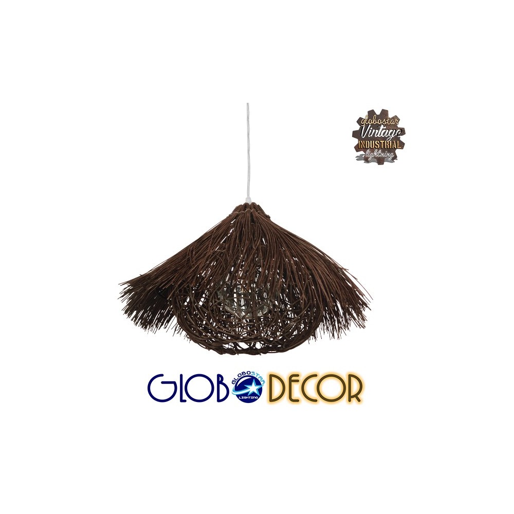GLOBOSTAR® CHEOPE 01600 Boho Κρεμαστό Φωτιστικό Οροφής με Ντουί 1 x E27 AC 220-240V IP20 - Καφέ - Μ50 x Π50 x Y30cm