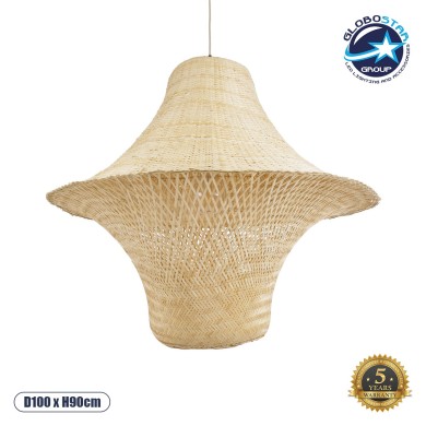 GLOBOSTAR® JUNIPER 02047 Boho Κρεμαστό Φωτιστικό Οροφής με Ντουί 1 x E27 AC 220-240V IP20 - Μπεζ - Μ100 x Π100 x Υ90cm