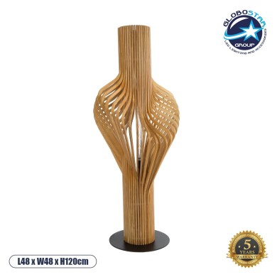 GLOBOSTAR® MIHIRO 02150 Boho Επιδαπέδιο Φωτιστικό με Ντουί 1 x E27 AC 220-240V IP20 - Καφέ & Μαύρο - Μ48 x Π48 x Υ120cm