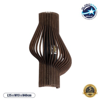 GLOBOSTAR® MIHIRO 02175 Boho Φωτιστικό Τοίχου - Απλίκα με Ντουί 1 x E27 AC 220-240V IP20 - Καφέ - Μ25 x Π13 x Υ40cm