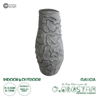 GloboStar® Artificial Garden GALICIA 20764 Επιδαπέδιο Πολυεστερικό Τσιμεντένιο Κασπώ Γλάστρα - Flower Pot Γκρι Φ50 x Υ110cm