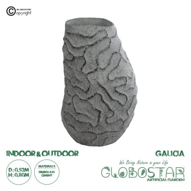 GloboStar® Artificial Garden GALICIA 20763 Επιδαπέδιο Πολυεστερικό Τσιμεντένιο Κασπώ Γλάστρα - Flower Pot Γκρι Φ52 x Υ80cm