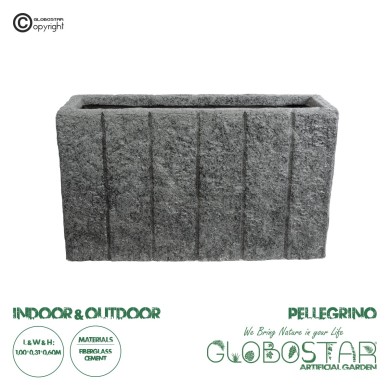 GloboStar® Artificial Garden PELLEGRINO 20765 Επιδαπέδιο Πολυεστερικό Τσιμεντένιο Κασπώ Γλάστρα - Flower Pot Γκρι Μ100 x Π31 x Υ60cm