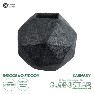 GloboStar® Artificial Garden CARNABY 20780 Επιδαπέδιο Πολυεστερικό Τσιμεντένιο Κασπώ Γλάστρα - Flower Pot Μαύρο Μ30 x Π30 x Υ30cm