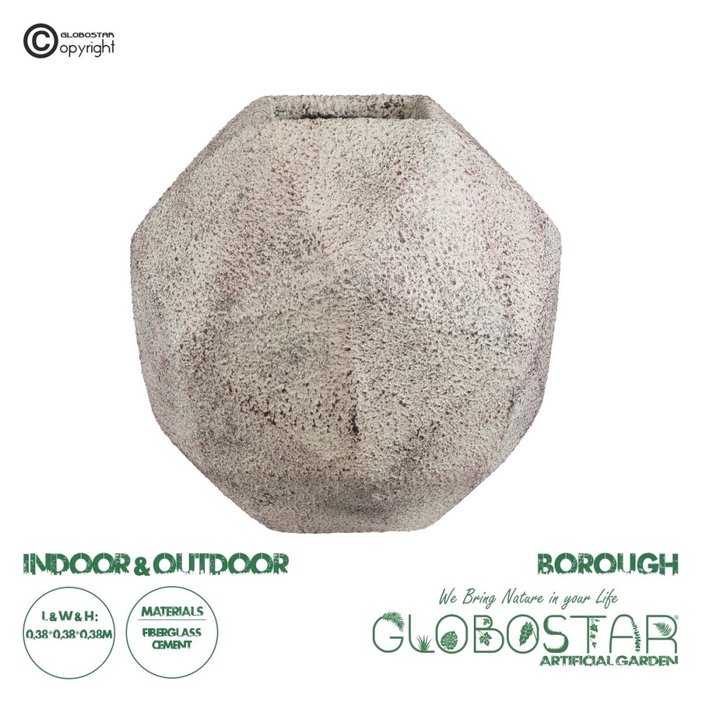 GloboStar® Artificial Garden BOROUGH 20781 Επιδαπέδιο Πολυεστερικό Τσιμεντένιο Κασπώ Γλάστρα - Flower Pot Λευκό με Μπεζ Μ38 x Π38 x Υ38cm