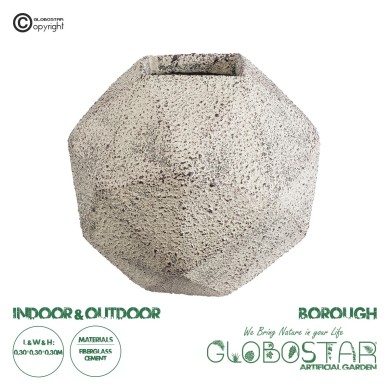 GloboStar® Artificial Garden BOROUGH 20782 Επιδαπέδιο Πολυεστερικό Τσιμεντένιο Κασπώ Γλάστρα - Flower Pot Λευκό με Μπεζ Μ30 x Π30 x Υ30cm