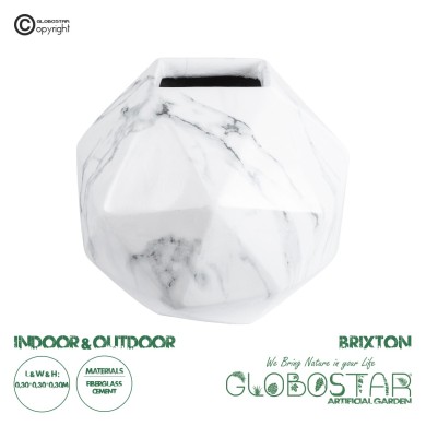 GloboStar® Artificial Garden BRIXTON 20784 Επιδαπέδιο Πολυεστερικό Τσιμεντένιο Κασπώ Γλάστρα - Flower Pot Λευκό Μ30 x Π30 x Υ30cm