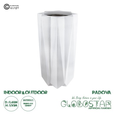 GloboStar® Artificial Garden PADOVA 20739 Επιδαπέδιο Πολυεστερικό Τσιμεντένιο Κασπώ Γλάστρα - Flower Pot Λευκό Φ48 x Υ100cm